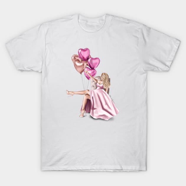 Heart Balloons T-Shirt by elzafoucheartist